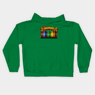 Zombie Perks Top Shelf Zombies Beware on Emerald Green Kids Hoodie